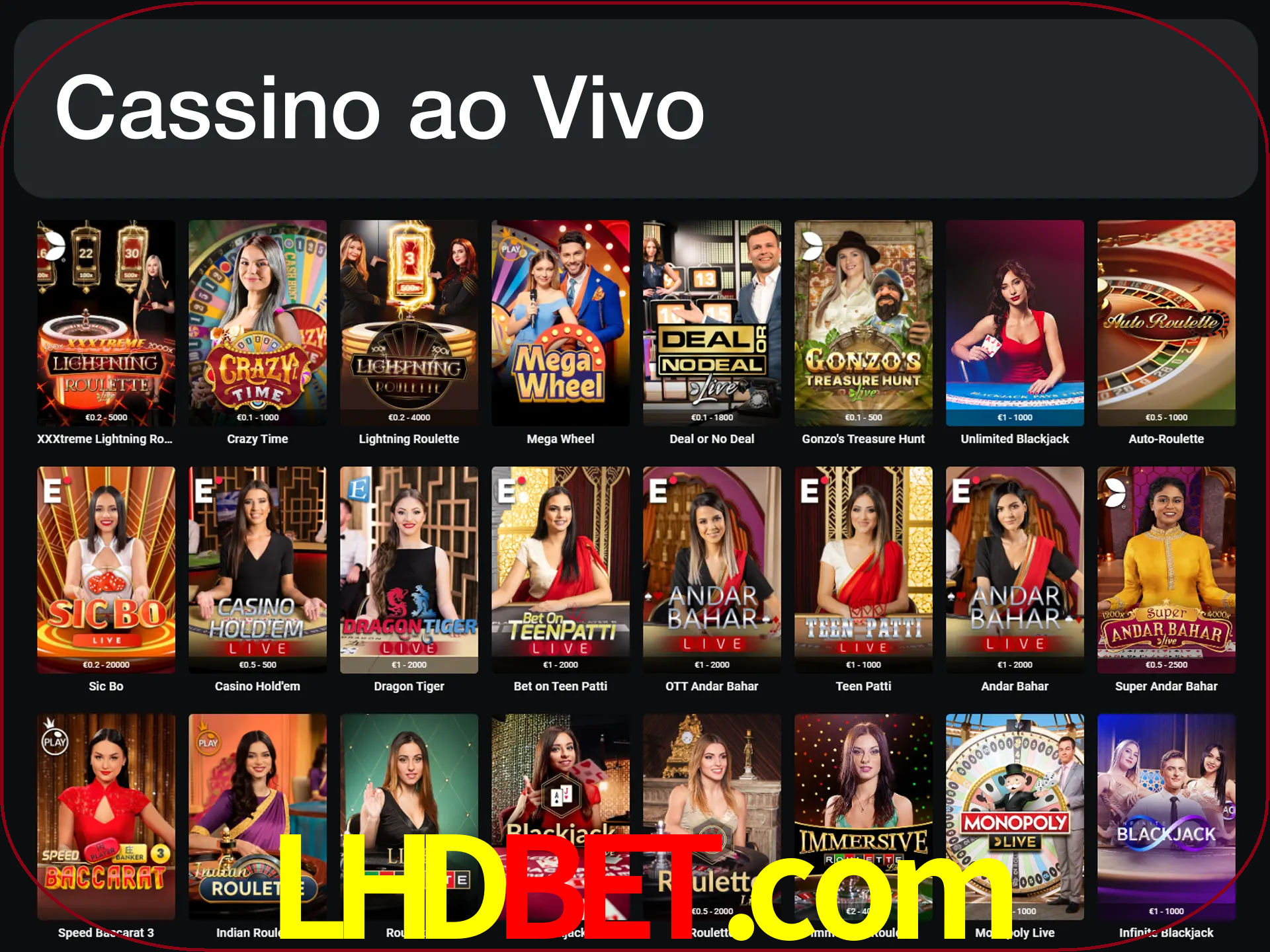 Jogue jogos de cassino com um verdadeiro dealer.
