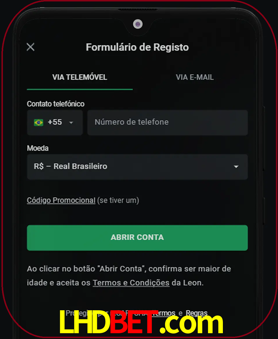 Abra o aplicativo e inicie o processo de registro.
